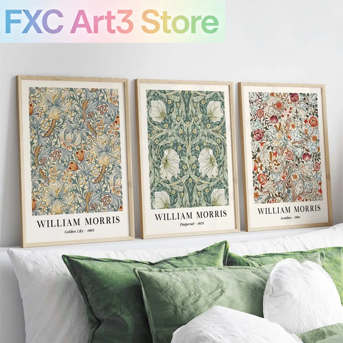 Art Craft William Morris - Lot de 3 impressions murales sans